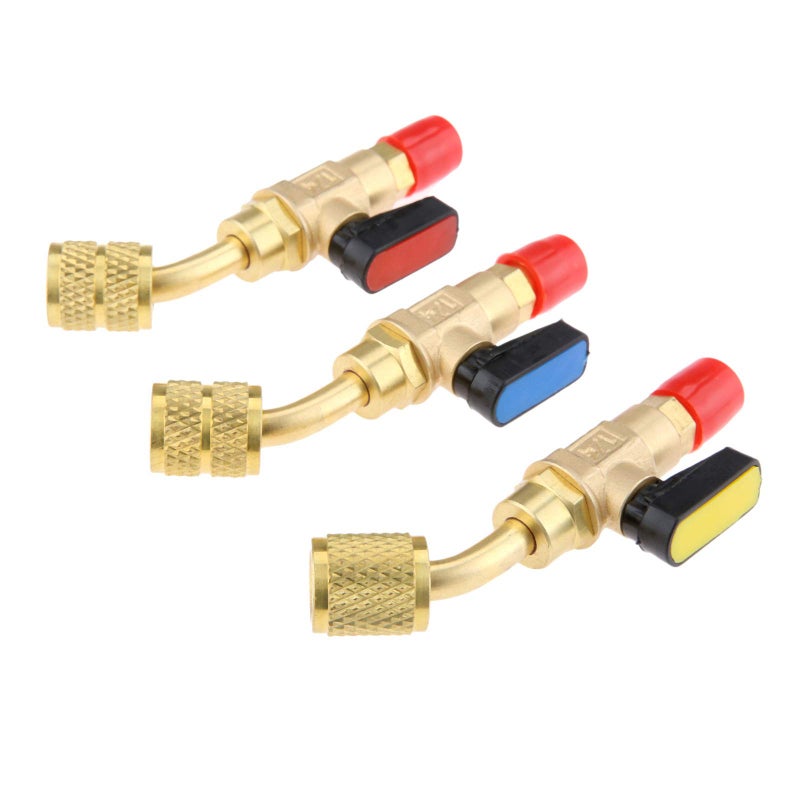 gohantee صمام كروي لمكيف الهواء HVAC بزاوية صمام إيقاف 1/4" 5/16" SAE R22 R12 R410a لمبرد مكيف الهواء لنظام الانقسام الصغير - Image 1